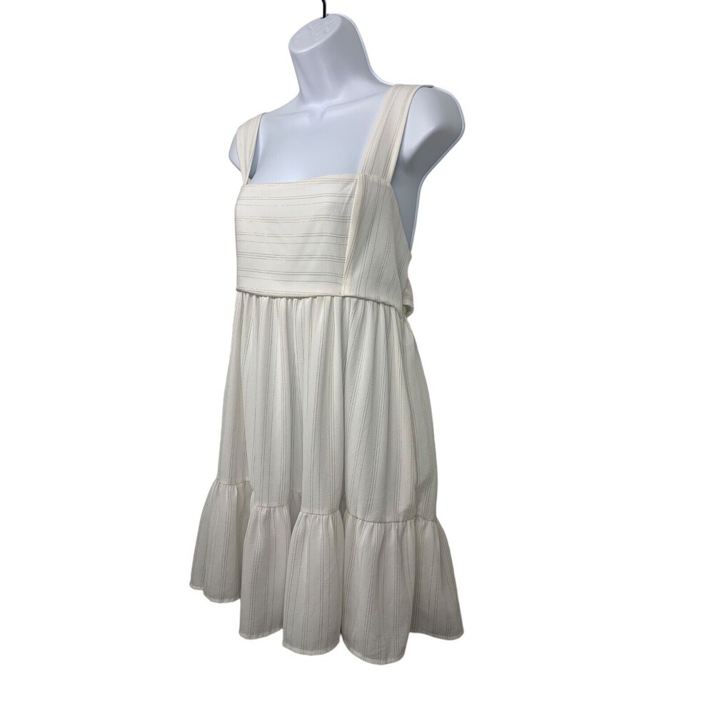 Lucy in the Sky Women's size XL White Striped Babydoll Ruffle Dress Tie Back - Picture 6 of 8